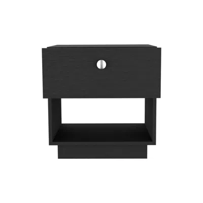 Depot E-shop Macon Single Drawer Nightstand With Open Storage Shelf, Black