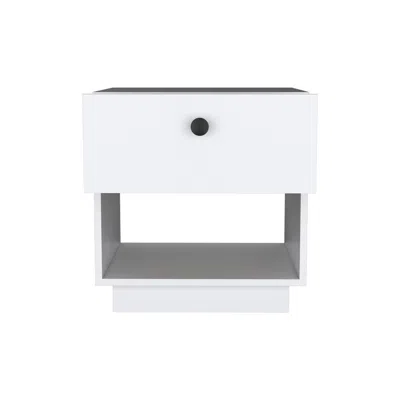 Depot E-shop Macon Single Drawer Nightstand With Open Storage Shelf, White