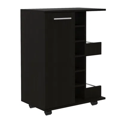Depot E-shop Magda Bar Cart Black Wengue In Blue