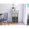 Depot E-shop Margh Bar Cart, Twelve Wine Cubbies, Four Legs, One Open Shelf, Countertop- Light Grey,