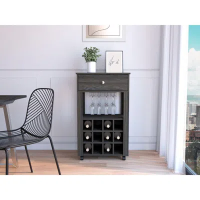 Depot E-shop Margh Bar Cart, Twelve Wine Cubbies, Four Legs, One Open Shelf, Countertop-espresso, Fo