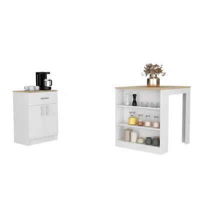 Depot E-shop Monroe 2 Pcs Kitchen Set, Milos Kitchen Island Table + Pantry Cabinet