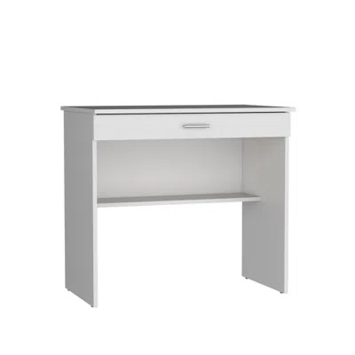 Depot E-shop Montana Storage Desk, Spacious Stylish With Drawer And Shelf, White -office