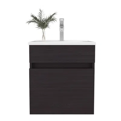 Depot E-shop Naknek Bathroom Vanity, 1 Door, Black Wengue