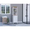 Depot E-shop New Haven Linen Cabinet, Two Internal Shelves, Two Open Shelves, Four Legs, One-door Ca