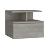Depot E-shop Nightstand, Wall Mounted Single Drawer And 2-tier Shelf, Concrete Gray -bedroom