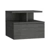 Depot E-shop Nightstand, Wall Mounted Single Drawer And 2-tier Shelf, Smokey Oak -bedroom