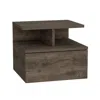 DEPOT E-SHOP NIGHTSTAND, WALL MOUNTED WITH SINGLE DRAWER AND 2-TIER SHELF, DARK WALNUT