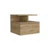 Depot E-shop Nightstand, Wall Mounted With Single Drawer And 2-tier Shelf, Macadamia