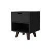 Depot E-shop Nightstand With Spacious Drawer, Open Storage Shelf And Chic Wooden Legs, Black