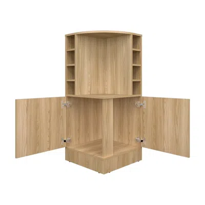 Depot E-shop Norwich Bar Cabinet, 2 Doors, 8 Wine Bottle Compartments, Natural Oak In Brown