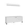 Depot E-shop Novi Living Room Set, Tv Stand + Wall Shelf, 1 Door, 3 Shelves, White In White