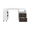 Depot E-shop Odessa Extendable Desk, 2 Drawers, 4 Shelves, 4 Wheels, White/walnut In White