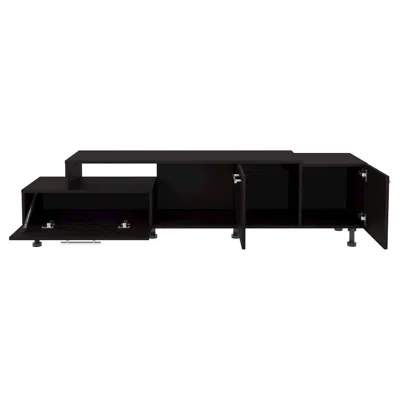 Depot E-shop Olmitz Tv Stand, 3 Doors, 1 Shelf, 50" Tv Capacity, Black Wengue