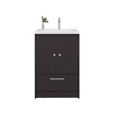 Depot E-shop Olney Bathroom Vanity, 2 Doors, 1 Drawer, Black Wengue