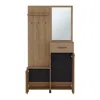 Depot E-shop Olpe Hall Tree, 2 Doors, 1 Drawer, 1 Shelf, 1 Mirror, Natural Oak In Brown
