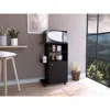 Depot E-shop Opal Kitchen Cart, Microwave Countertop, One-door Cabinet, Four Caster Wheels- Black, F