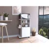 Depot E-shop Opal Kitchen Cart, Microwave Countertop, One-door Cabinet, Four Caster Wheels- White, F