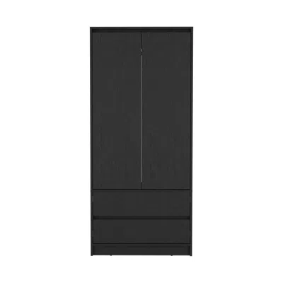 Depot E-shop Palmer 2 Drawers Armoire, Wardrobe Closet With Hanging Rod, Black