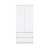 Depot E-shop Palmer 2 Drawers Armoire, Wardrobe Closet With Hanging Rod, White
