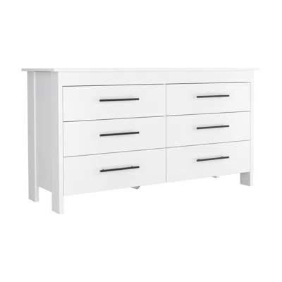 Depot E-shop Paris 6 Drawer Double Dresser - White