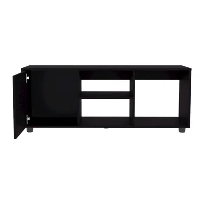 Depot E-shop Penndel Tv Stand, 1 Door, 4 Shelves, 55" Tv Capacity, White In Black