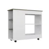 DEPOT E-SHOP DEPOT E-SHOP PETAL KITCHEN CART-TWO STORAGE SHELVES, COUNTERTOP, THREE LATERAL SHELVES, FOUR CASTERS