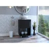 Depot E-shop Pittsburgh Single Bathroom Vanity, One Open Shelf, One-door Cabinet, Four Legs-black, F