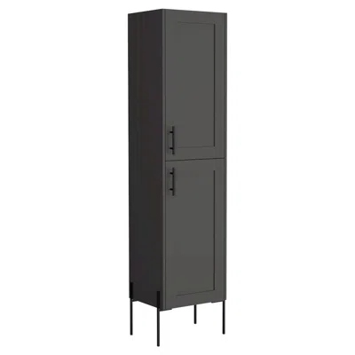 Depot E-shop Quinby Linen Cabinet With 1 Door And 4 Shelves, Matt Gray In Black