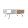 Depot E-shop Ranlo Coffee Table, 1 Drawer, 1 Shelf, White / Natural Oak In White