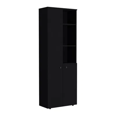Depot E-shop Riner 67" H Multistotage With 5-tier Storage Shelves And 2 Doors, Black