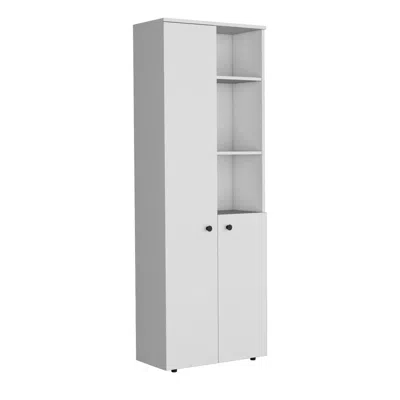Depot E-shop Riner 67" H Multistotage With 5-tier Storage Shelves And 2 Doors, White