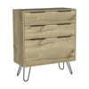 Depot E-shop Saffron Dresser- Three Drawers, Countertop, Four Steel Legs-light Oak, For Bedroom