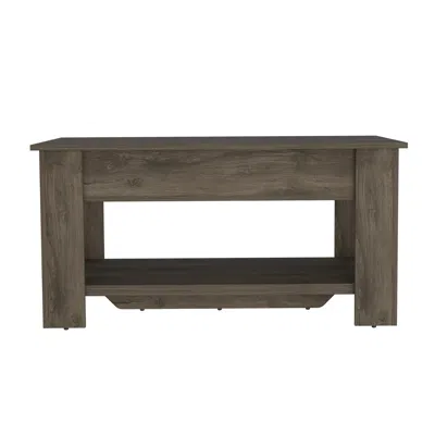 Depot E-shop Saturn Storage Table, One Flexible Table Shelf, Four Legs, Low Shelf, Internal Storage- In Brown