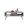 Depot E-shop Selma Coffee Table With 4 Legs And 2 Shelves, White In Gray