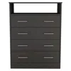 Depot E-shop Serbian Four Drawer Dresser, Countertop, One Open Shelf, Four Drawers-black, For Bedroo