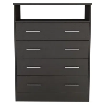 Depot E-shop Serbian Four Drawer Dresser, Countertop, One Open Shelf, Four Drawers-black, For Bedroo
