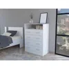 Depot E-shop Serbian Four Drawer Dresser, Countertop, One Open Shelf, Four Drawers-white, For Bedroo