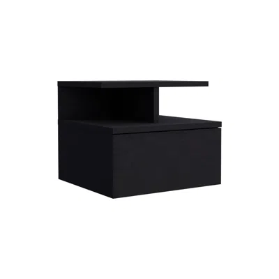 Depot E-shop Seward Floating Nightstand, Wall Mounted With Single Drawer And 2-tier Shelf, Black