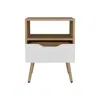 Depot E-shop Speers Nightstand, 1 Drawer, 1 Shelf, Natural Oak / White In White