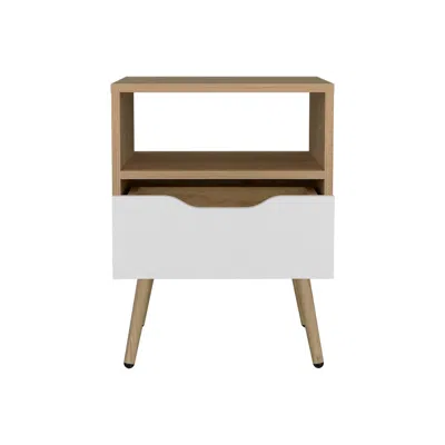 Depot E-shop Speers Nightstand, 1 Drawer, 1 Shelf, Natural Oak / White