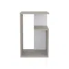 Depot E-shop Stebbins Side Table, 2 Shelves, Concrete Gray / White Washed Oak In White