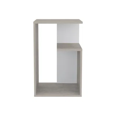 Depot E-shop Stebbins Side Table, 2 Shelves, Concrete Gray / White Washed Oak
