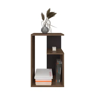 Depot E-shop Stebbins Side Table, 2 Shelves, Dark Oak In Brown