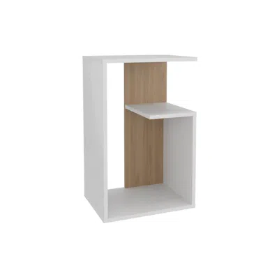 Depot E-shop Stebbins Side Table, 2 Shelves, White Washed Oak / Natural Oak