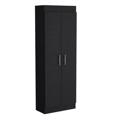 Depot E-shop Teller Pantry Cabinet With 5 Shelves, Black -kitchen