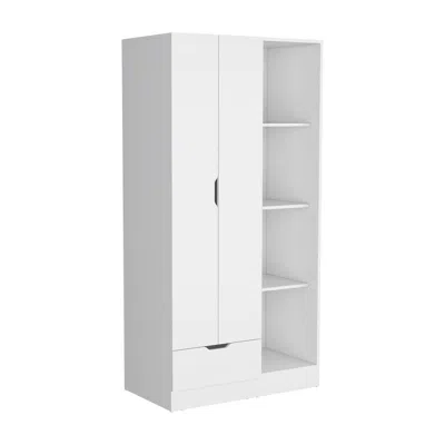 Depot E-shop Toccoa Armoire With 1-drawer And 4-tier Open Shelves, White