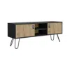 Depot E-shop Toka Hairpin Legs Tv Rack With Media Center And 2-door, Black/macadamia
