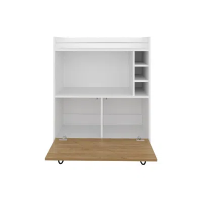 Depot E-shop Topton Bar Cabinet, 1 Door, 4 Shelves, White / Natural Oak
