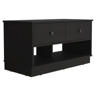 Depot E-shop Uranus Storage Bench-two Drawers, Two Open Shelves-black, For Bedroom